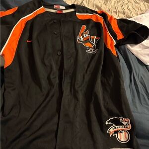 Nike Black and Orange Baseball Jersey - Orioles Team